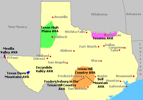 Texas AVA Map