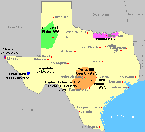 Texas AVA Map